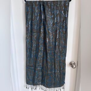 Echo Teal and Olive Patterned shimmery scarf